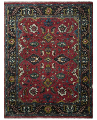 9x12 Antique Hand Knotted Rust and Charcoal Traditional Oushak Wool Area Rug | TRDCP1371912 - The Rug Decor