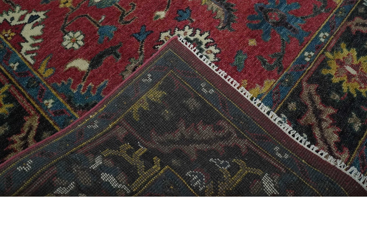 9x12 Antique Hand Knotted Rust and Charcoal Traditional Oushak Wool Area Rug | TRDCP1371912 - The Rug Decor
