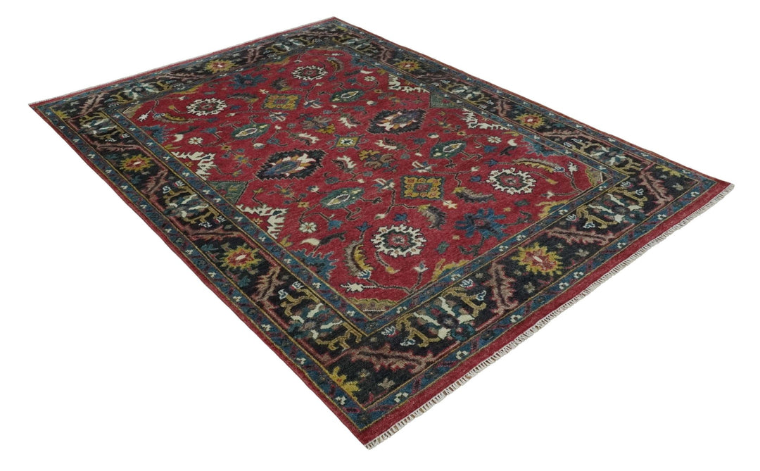9x12 Antique Hand Knotted Rust and Charcoal Traditional Oushak Wool Area Rug | TRDCP1371912 - The Rug Decor