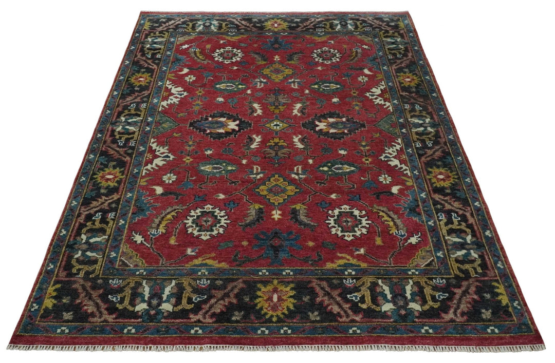 9x12 Antique Hand Knotted Rust and Charcoal Traditional Oushak Wool Area Rug | TRDCP1371912 - The Rug Decor