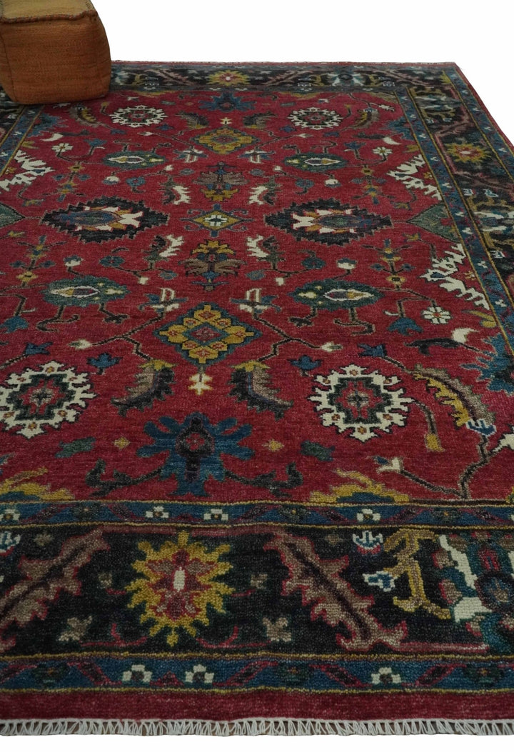 9x12 Antique Hand Knotted Rust and Charcoal Traditional Oushak Wool Area Rug | TRDCP1371912 - The Rug Decor