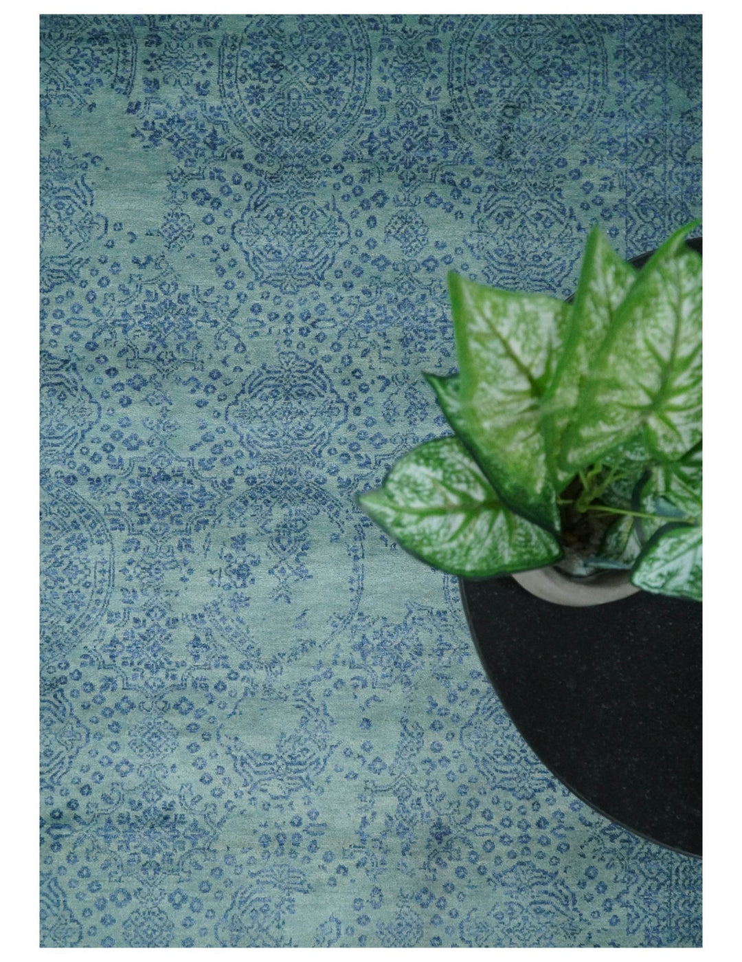9x12 Fine Hand Knotted Blue and Aqua Traditional Vintage Persian Style Antique Wool Rug | AGR33 - The Rug Decor