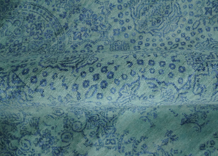 9x12 Fine Hand Knotted Blue and Aqua Traditional Vintage Persian Style Antique Wool Rug | AGR33 - The Rug Decor