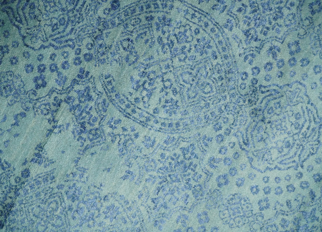 9x12 Fine Hand Knotted Blue and Aqua Traditional Vintage Persian Style Antique Wool Rug | AGR33 - The Rug Decor