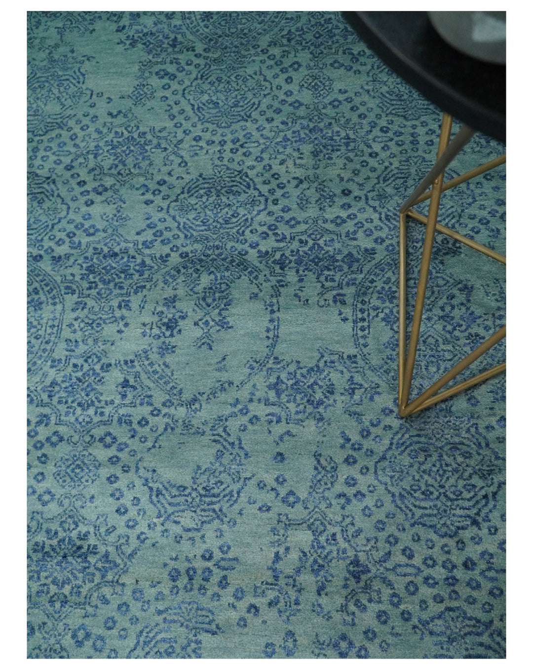 9x12 Fine Hand Knotted Blue and Aqua Traditional Vintage Persian Style Antique Wool Rug | AGR33 - The Rug Decor