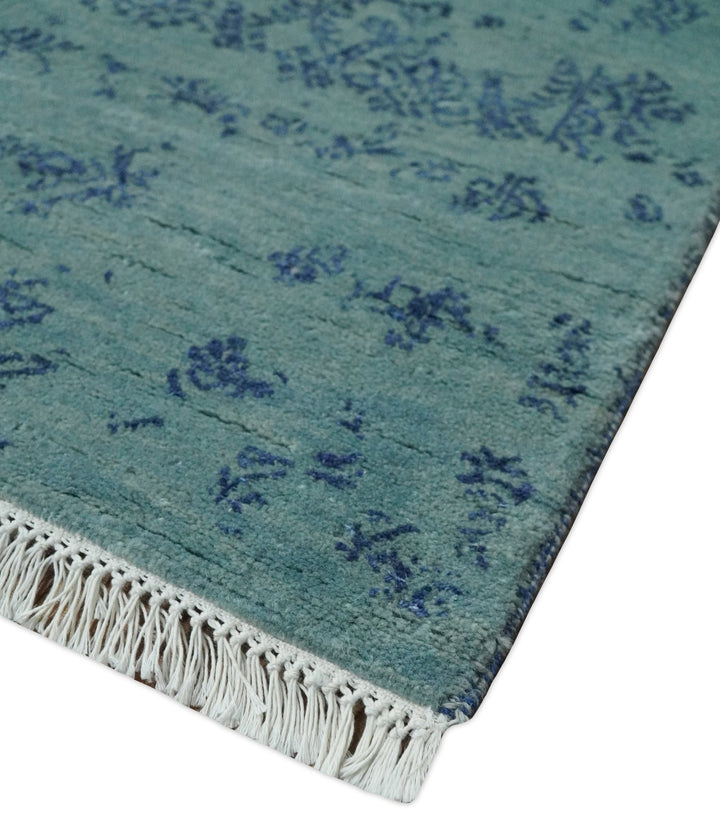 9x12 Fine Hand Knotted Blue and Aqua Traditional Vintage Persian Style Antique Wool Rug | AGR33 - The Rug Decor