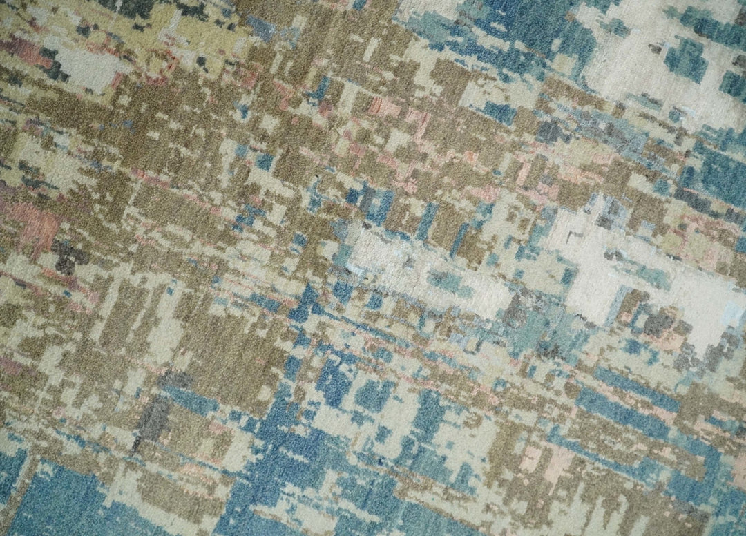 9x12 Fine Hand Knotted Brown Multicolor Modern Abstract Wool Area Rug | AGR34 - The Rug Decor