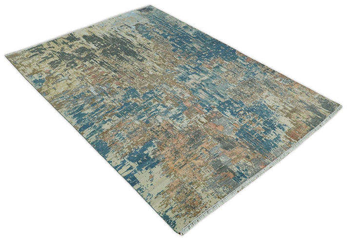 9x12 Fine Hand Knotted Brown Multicolor Modern Abstract Wool Area Rug | AGR34 - The Rug Decor