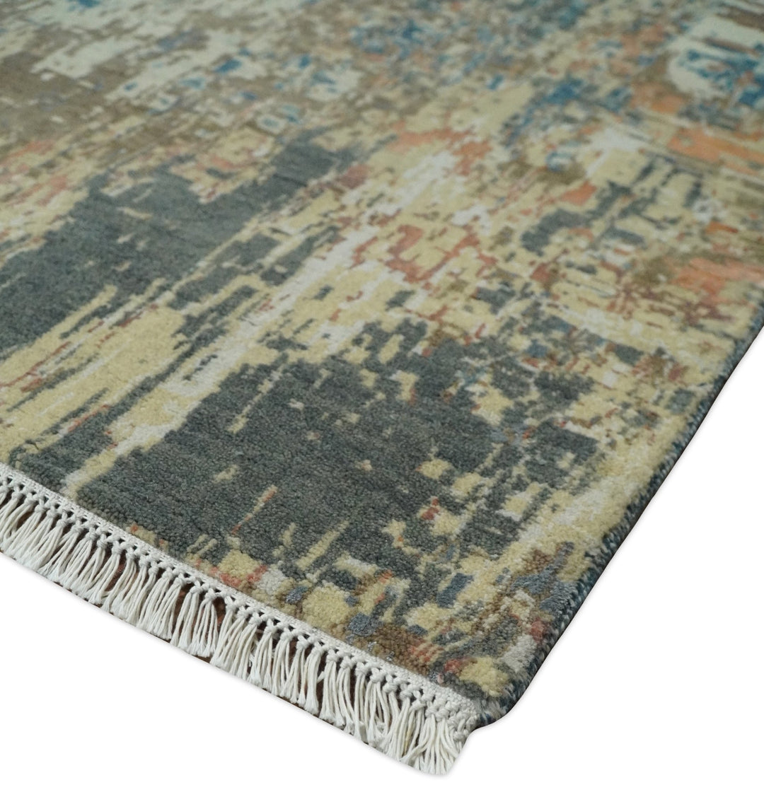 9x12 Fine Hand Knotted Brown Multicolor Modern Abstract Wool Area Rug | AGR34 - The Rug Decor