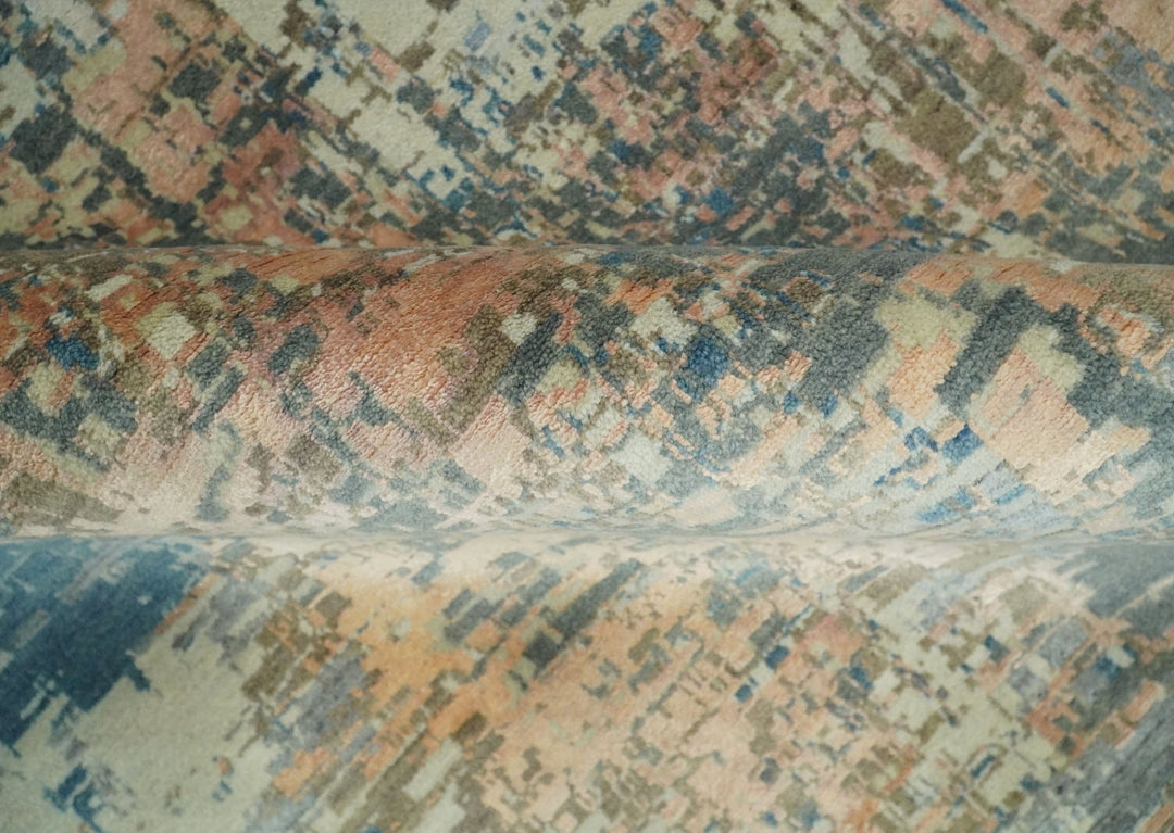 9x12 Fine Hand Knotted Brown Multicolor Modern Abstract Wool Area Rug | AGR34 - The Rug Decor