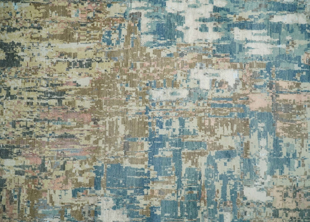 9x12 Fine Hand Knotted Brown Multicolor Modern Abstract Wool Area Rug | AGR34 - The Rug Decor