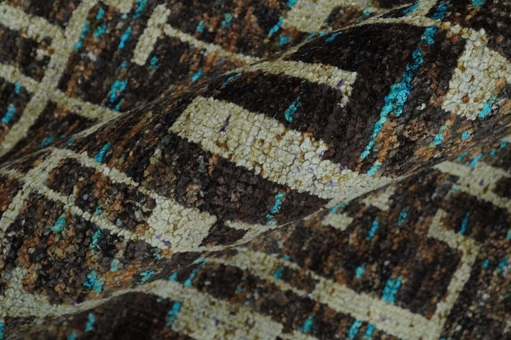 9x12 Hand Knotted Beige and Brown Modern Abstract Contemporary Recycled Silk Area Rug | OP36 - The Rug Decor