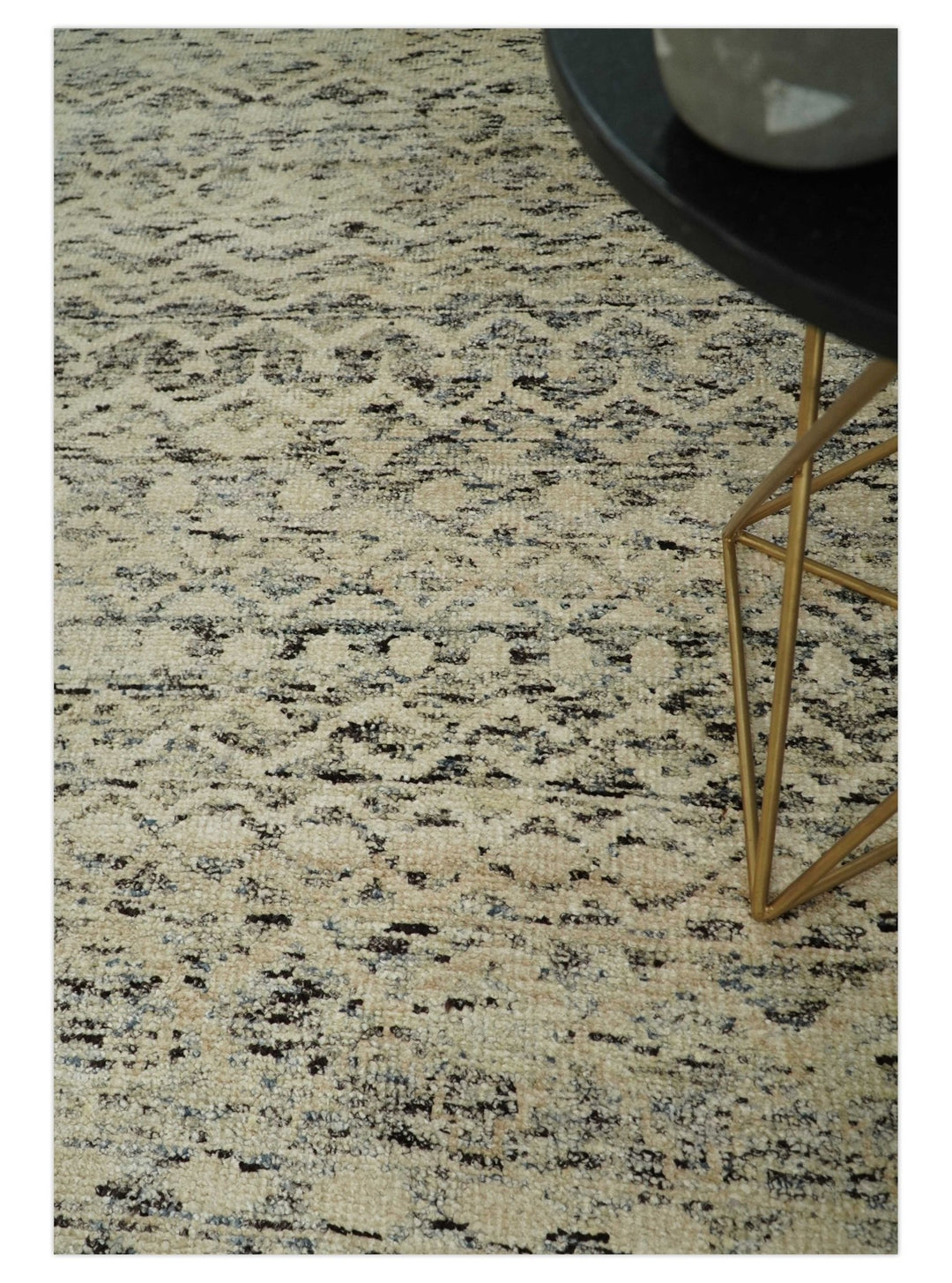 9x12 Hand Knotted Beige and Brown Modern Contemporary Southwestern Tribal Trellis Recycled Silk Area Rug | OP18 - The Rug Decor