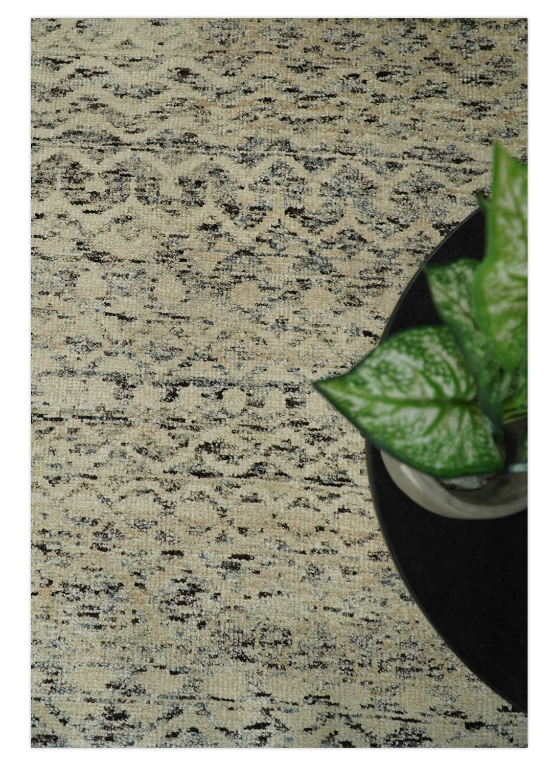 9x12 Hand Knotted Beige and Brown Modern Contemporary Southwestern Tribal Trellis Recycled Silk Area Rug | OP18 - The Rug Decor