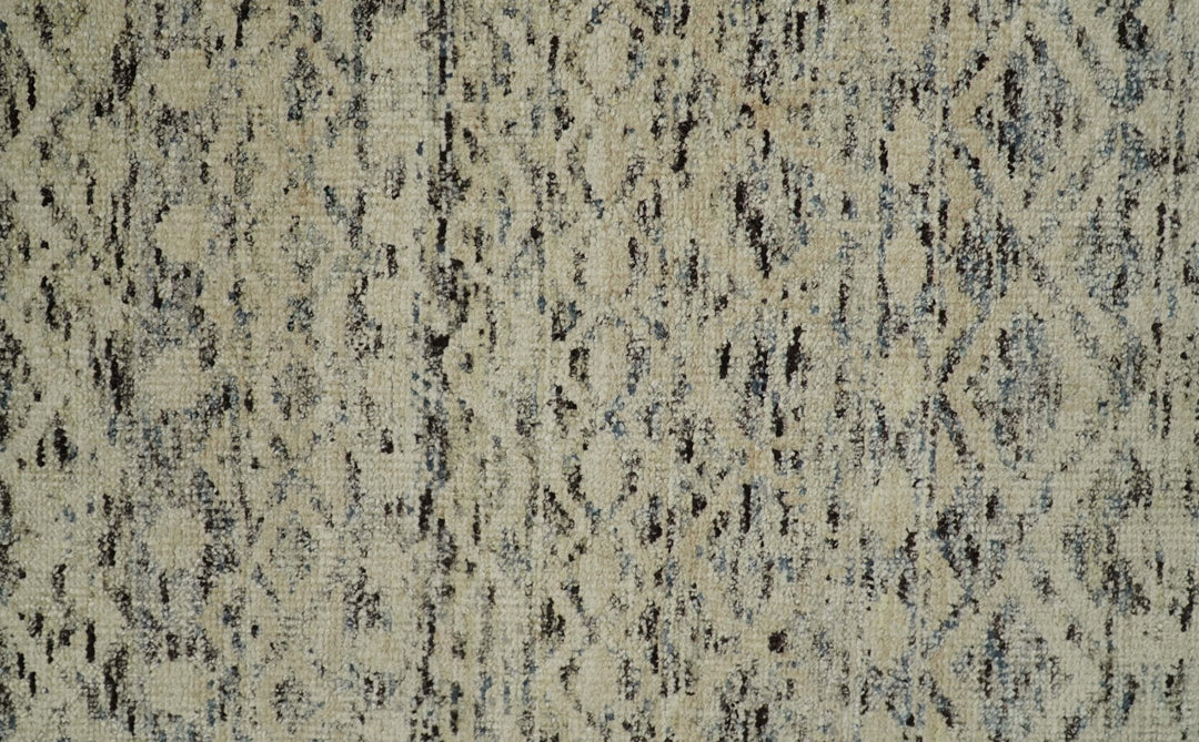9x12 Hand Knotted Beige and Brown Modern Contemporary Southwestern Tribal Trellis Recycled Silk Area Rug | OP18 - The Rug Decor
