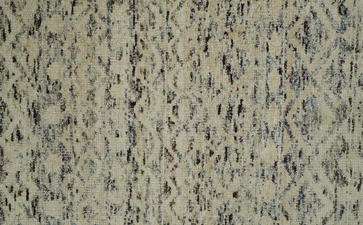 9x12 Hand Knotted Beige and Brown Modern Contemporary Southwestern Tribal Trellis Recycled Silk Area Rug | OP18 - The Rug Decor
