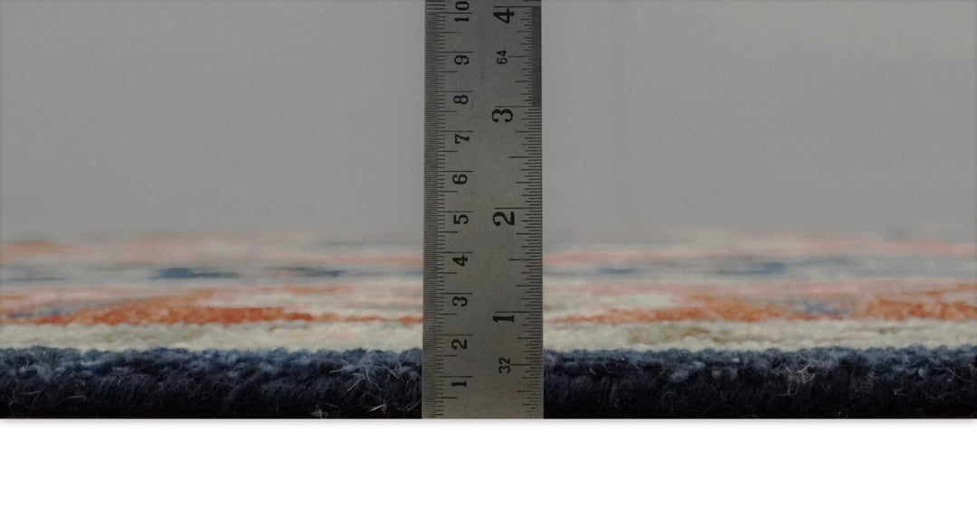 9x12 Hand Knotted Blue and Rust Traditional Heriz Serapi Antique Wool Rug | TRDCP680912 - The Rug Decor