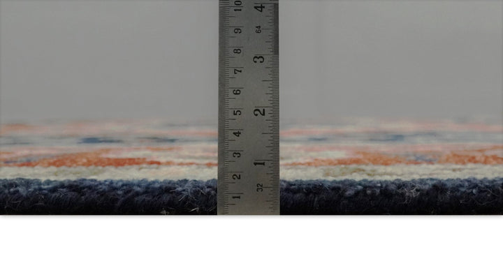 9x12 Hand Knotted Blue and Rust Traditional Heriz Serapi Antique Wool Rug | TRDCP680912 - The Rug Decor