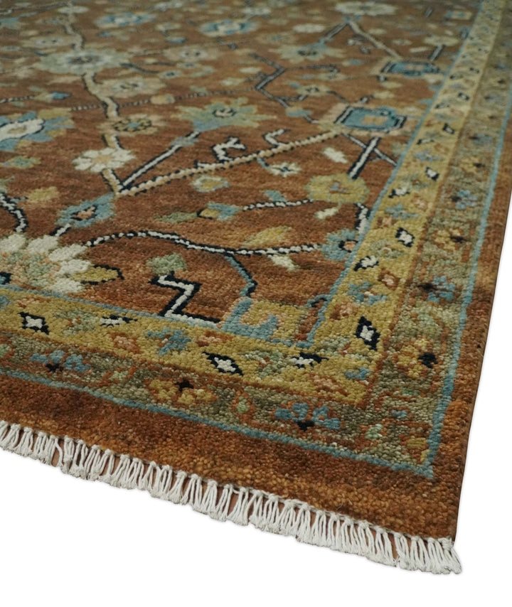 9x12 Hand Knotted Brown and Beige Traditional Floral Wool Area Rug - The Rug Decor