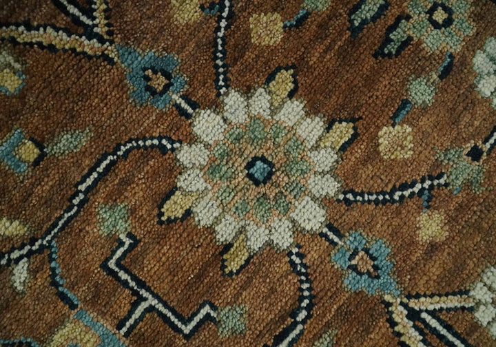 9x12 Hand Knotted Brown and Beige Traditional Floral Wool Area Rug - The Rug Decor