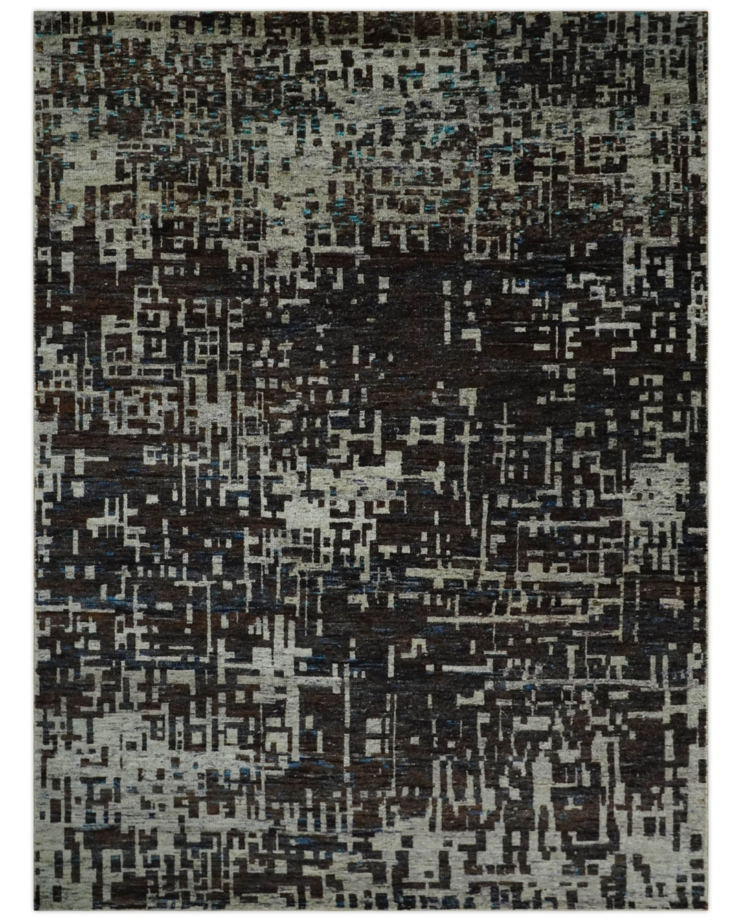 9x12 Hand Knotted Camel and Brown Modern Abstract Contemporary Recycled Silk Area Rug | OP29 - The Rug Decor