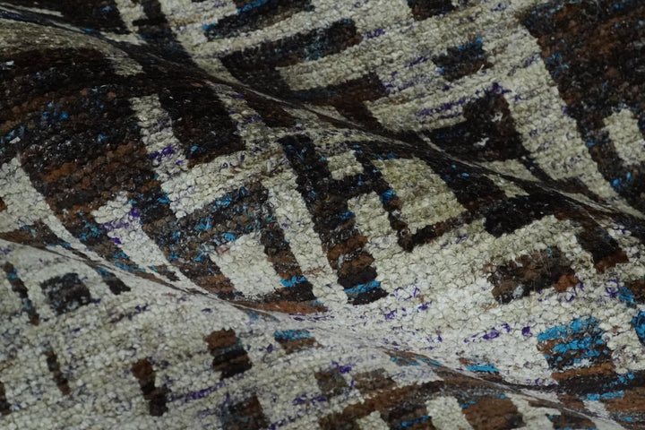 9x12 Hand Knotted Camel and Brown Modern Abstract Contemporary Recycled Silk Area Rug | OP29 - The Rug Decor