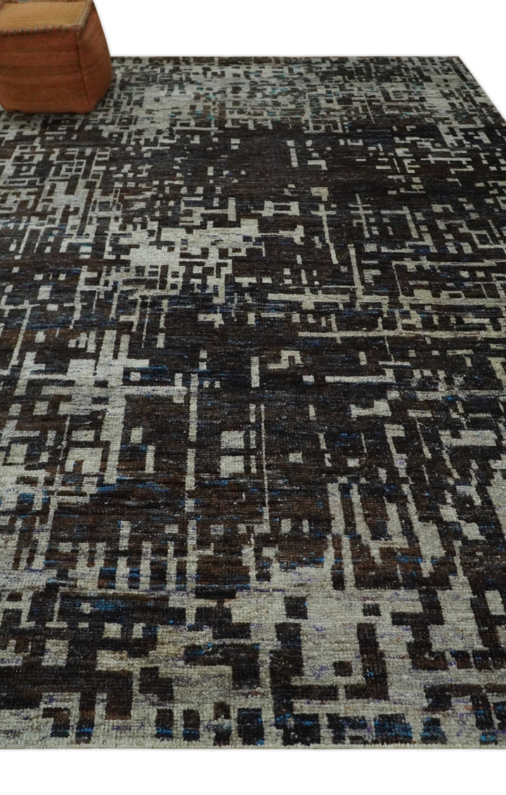 9x12 Hand Knotted Camel and Brown Modern Abstract Contemporary Recycled Silk Area Rug | OP29 - The Rug Decor