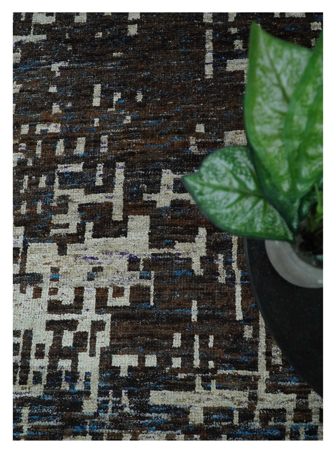 9x12 Hand Knotted Camel and Brown Modern Abstract Contemporary Recycled Silk Area Rug | OP29 - The Rug Decor