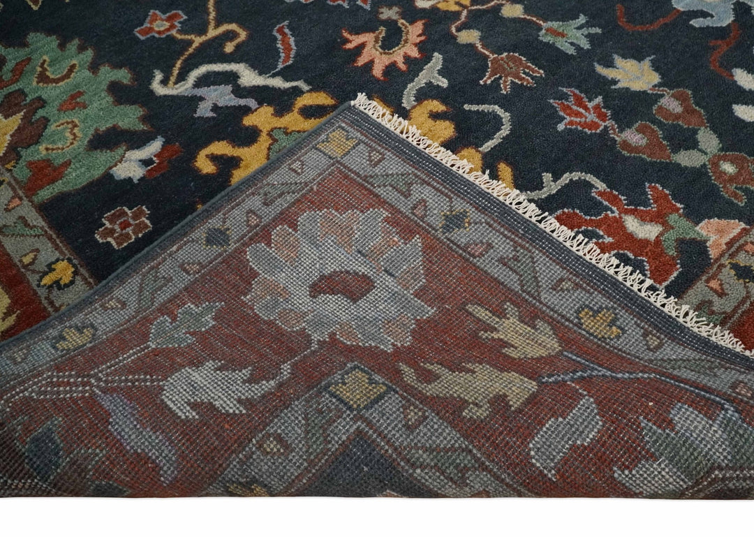 9x12 Hand Knotted Charcoal and Rust Traditional Persian Oushak Wool Rug | TRDCP732912 - The Rug Decor