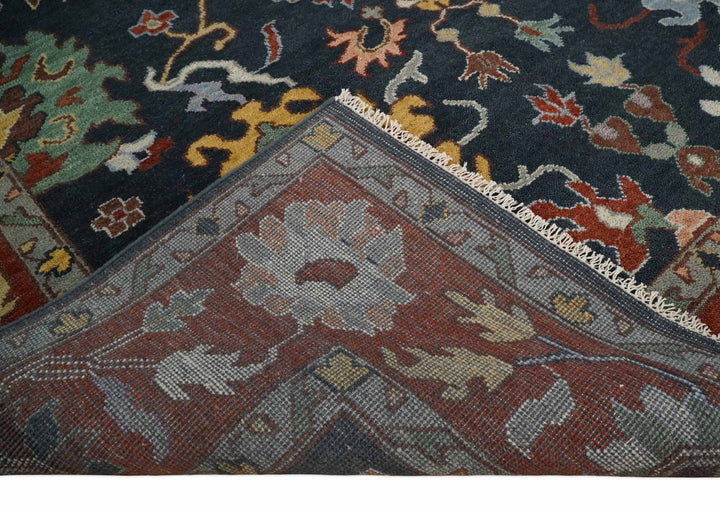 9x12 Hand Knotted Charcoal and Rust Traditional Persian Oushak Wool Rug | TRDCP732912 - The Rug Decor