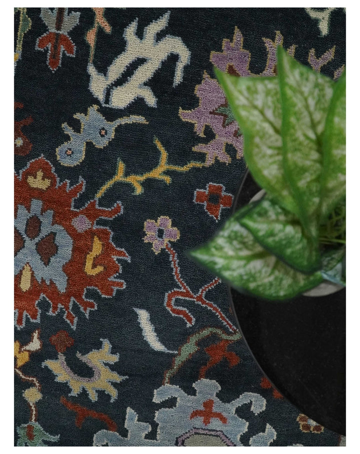 9x12 Hand Knotted Charcoal and Rust Traditional Persian Oushak Wool Rug | TRDCP732912 - The Rug Decor
