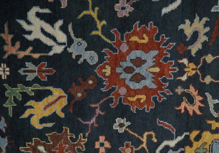 9x12 Hand Knotted Charcoal and Rust Traditional Persian Oushak Wool Rug | TRDCP732912 - The Rug Decor