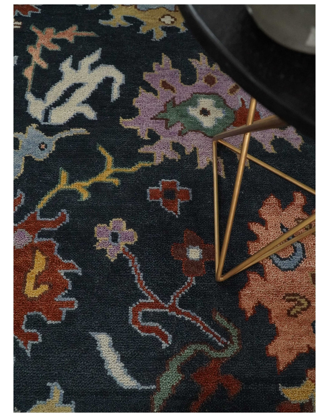 9x12 Hand Knotted Charcoal and Rust Traditional Persian Oushak Wool Rug | TRDCP732912 - The Rug Decor