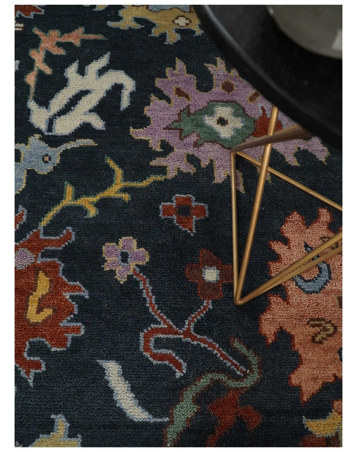 9x12 Hand Knotted Charcoal and Rust Traditional Persian Oushak Wool Rug | TRDCP732912 - The Rug Decor