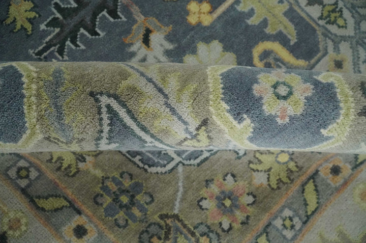9x12 Hand Knotted Gray, Charcoal and Olive Traditional Wool Rug - The Rug Decor
