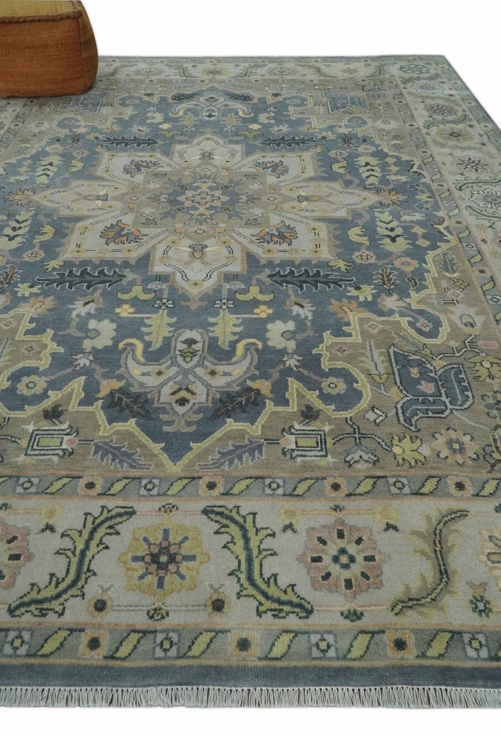9x12 Hand Knotted Gray, Charcoal and Olive Traditional Wool Rug - The Rug Decor
