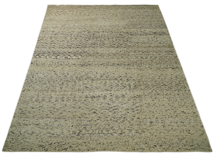 9x12 Hand Knotted Ivory, Gray and Brown Modern Contemporary Southwestern Tribal Trellis Recycled Silk Area Rug | OP23 - The Rug Decor