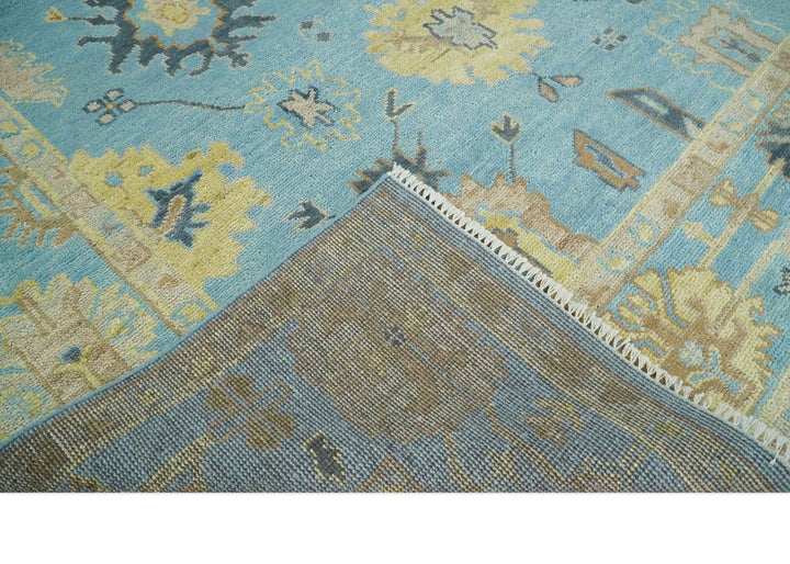 9x12 Wool Traditional Persian Blue and Beige Hand knotted Oushak Area Rug | TRDCP1094912 - The Rug Decor