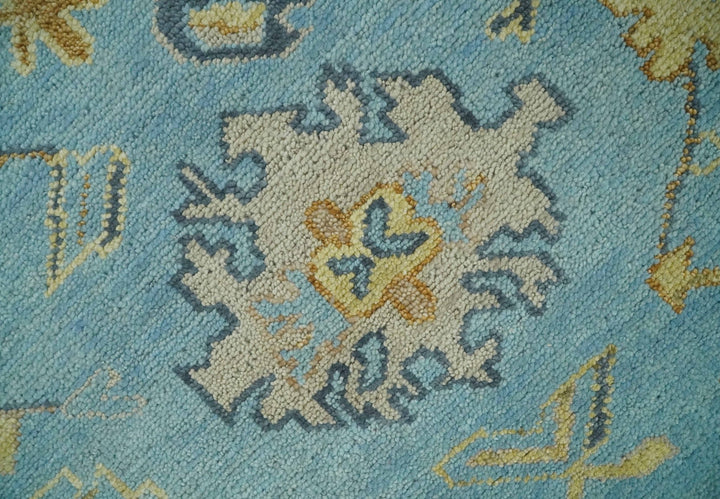 9x12 Wool Traditional Persian Blue and Beige Hand knotted Oushak Area Rug | TRDCP1094912 - The Rug Decor