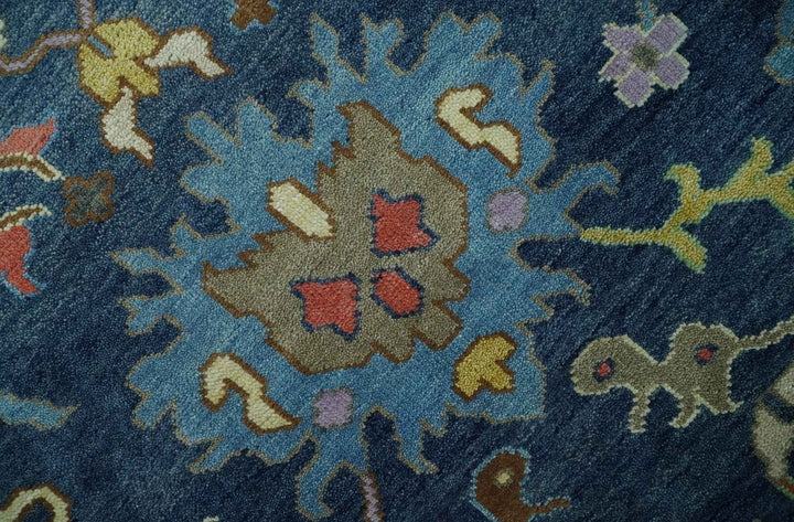 9x12 Wool Traditional Persian Blue and Gray Vibrant Colorful Hand knotted Oushak Area Rug | TRDCP1365912 - The Rug Decor
