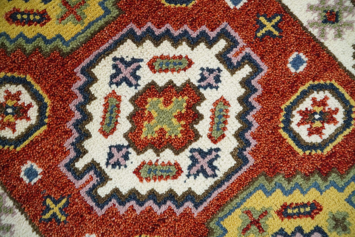 Small 2x3 Red and Ivory Wool Hand Knotted traditional Persian Vintage Antique Southwestern Kazak | TRDCP18323