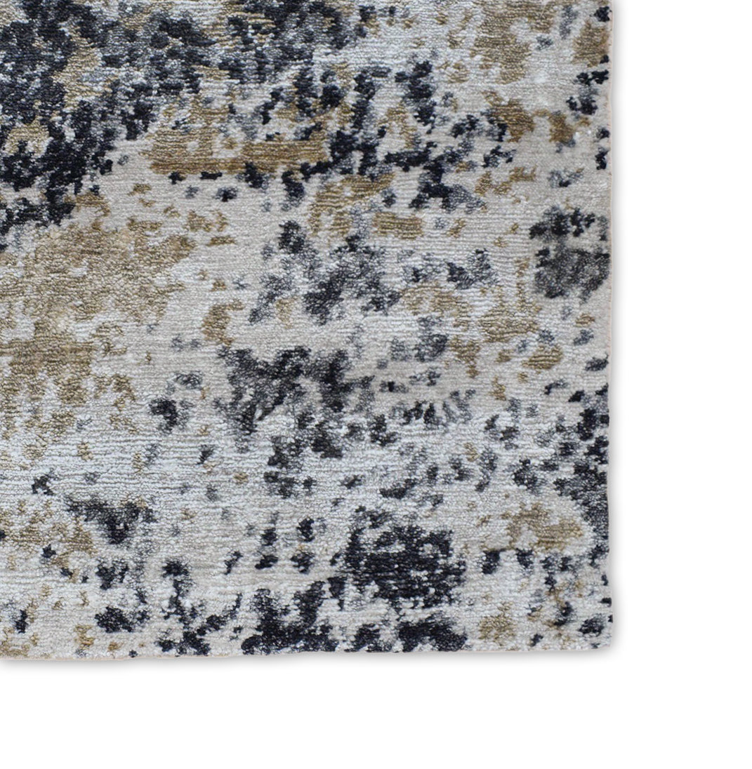 Peach and Black Industrial Design Handmade Bamboo Silk 8x10 Area Rug  | TRD1692810