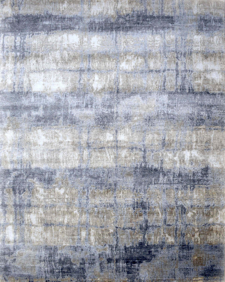 Luxury Hand knotted Blue and Silver Silk 8x10 Area Rug | TRD1856810 - The Rug Decor