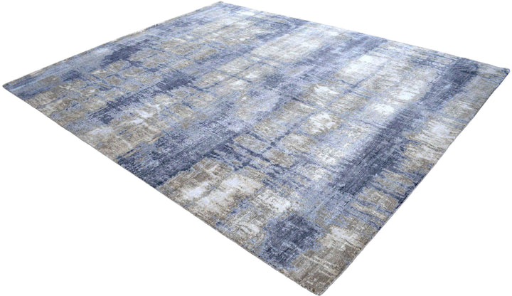Luxury Hand knotted Blue and Silver Silk 8x10 Area Rug | TRD1856810 - The Rug Decor