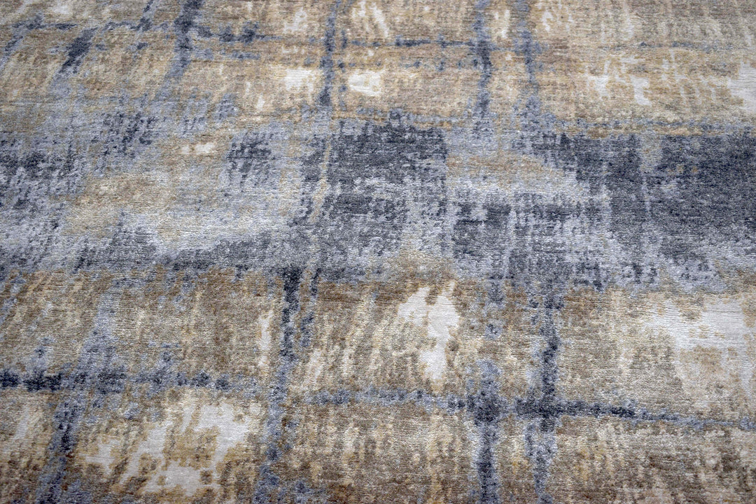 Luxury Hand knotted Blue and Silver Silk 8x10 Area Rug | TRD1856810 - The Rug Decor