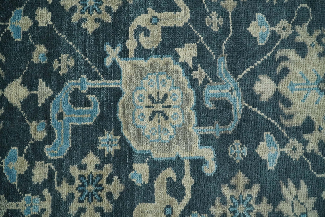 Hand Knotted 5x8 Vintage Oriental Oushak Blue and Camel Wool Area Rug | TRDCP8B