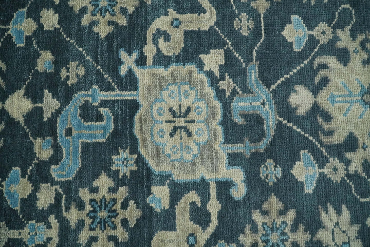Hand Knotted 5x8 Vintage Oriental Oushak Blue and Camel Wool Area Rug | TRDCP8B