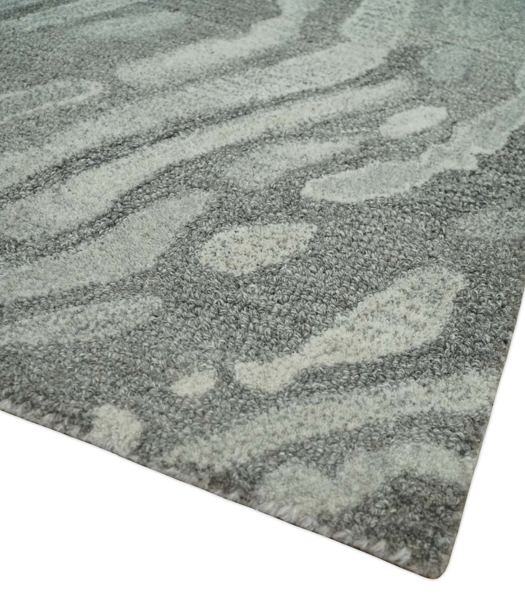 Abstract Modern Hand Tufted 2x3, 3x5, 5x8, 6x9, 8x10 and 9x12 Woolen Beige, Silver and Gray Area Rug | MIR3 - The Rug Decor