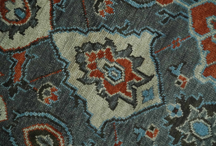 Antique 5x8, 6x9, 8x10, 9x12, 10x14 and 12x15 All Wool Traditional Persian Gray, Rust and Ivory Vibrant Hand knotted Oushak Area Rug | TRDCP1011912 - The Rug Decor
