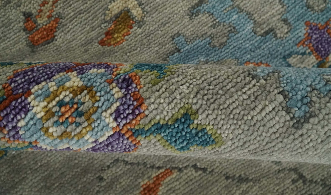 Antique 5x8, 6x9, 8x10, 9x12, 10x14 and 12x15 Hand Knotted Gray, Beige and Blue Traditional Persian Vintage Oushak Wool Rug | TRDCP748 - The Rug Decor